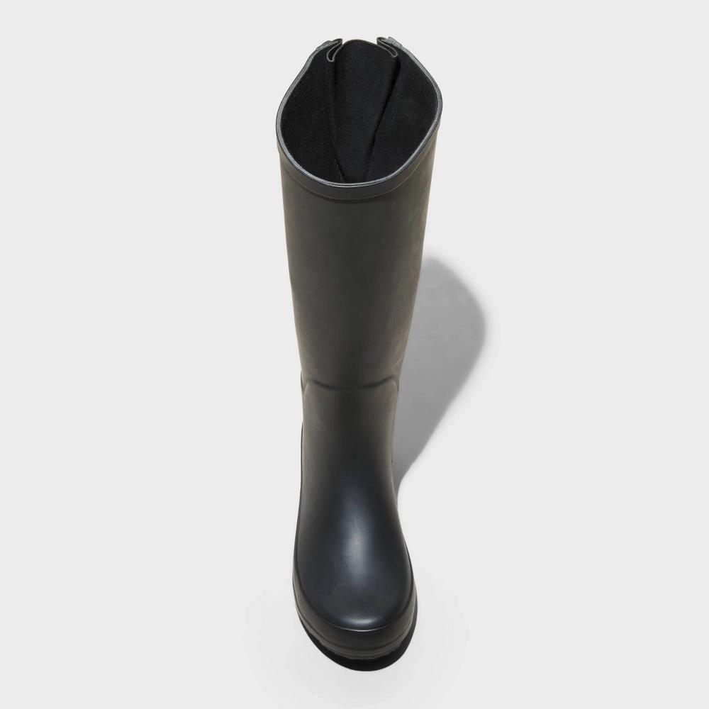 Womens Wide Width River Tall Rain Boots - A New Day Black 5W Product Image