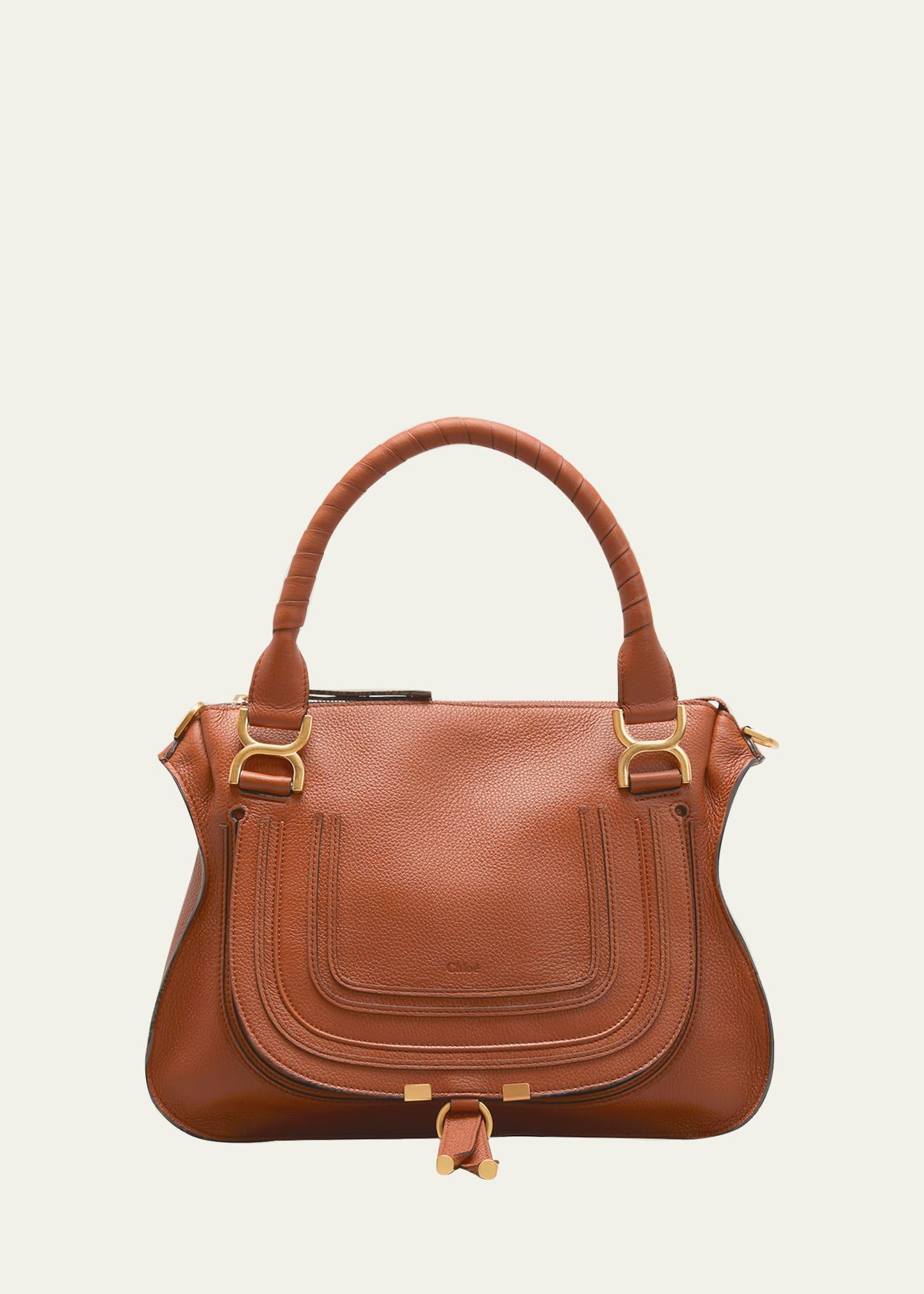 Marcie Medium Double Carry Satchel Bag in Grained Leather Product Image