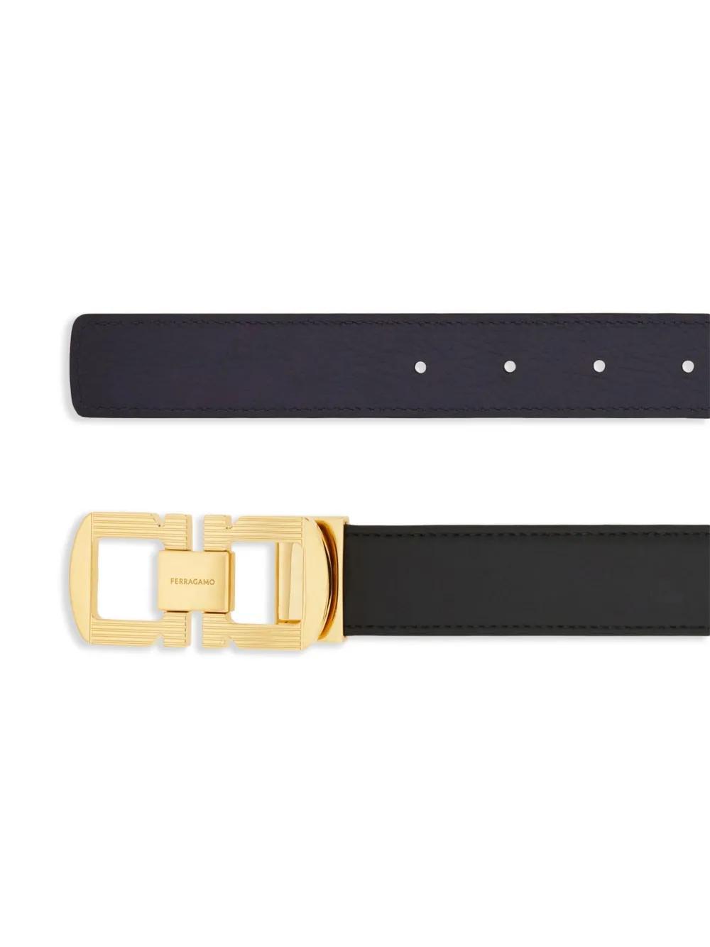 FERRAGAMO Reversible Leather Belt In Blue Product Image