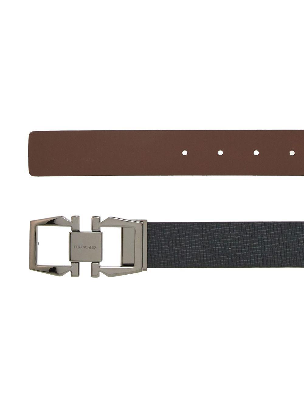 FERRAGAMO Men Gancini Buckle Leather Belt In Black Product Image