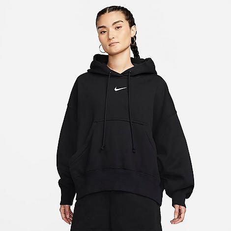 Nike Phoenix Fleece super oversized hoodie in black Product Image