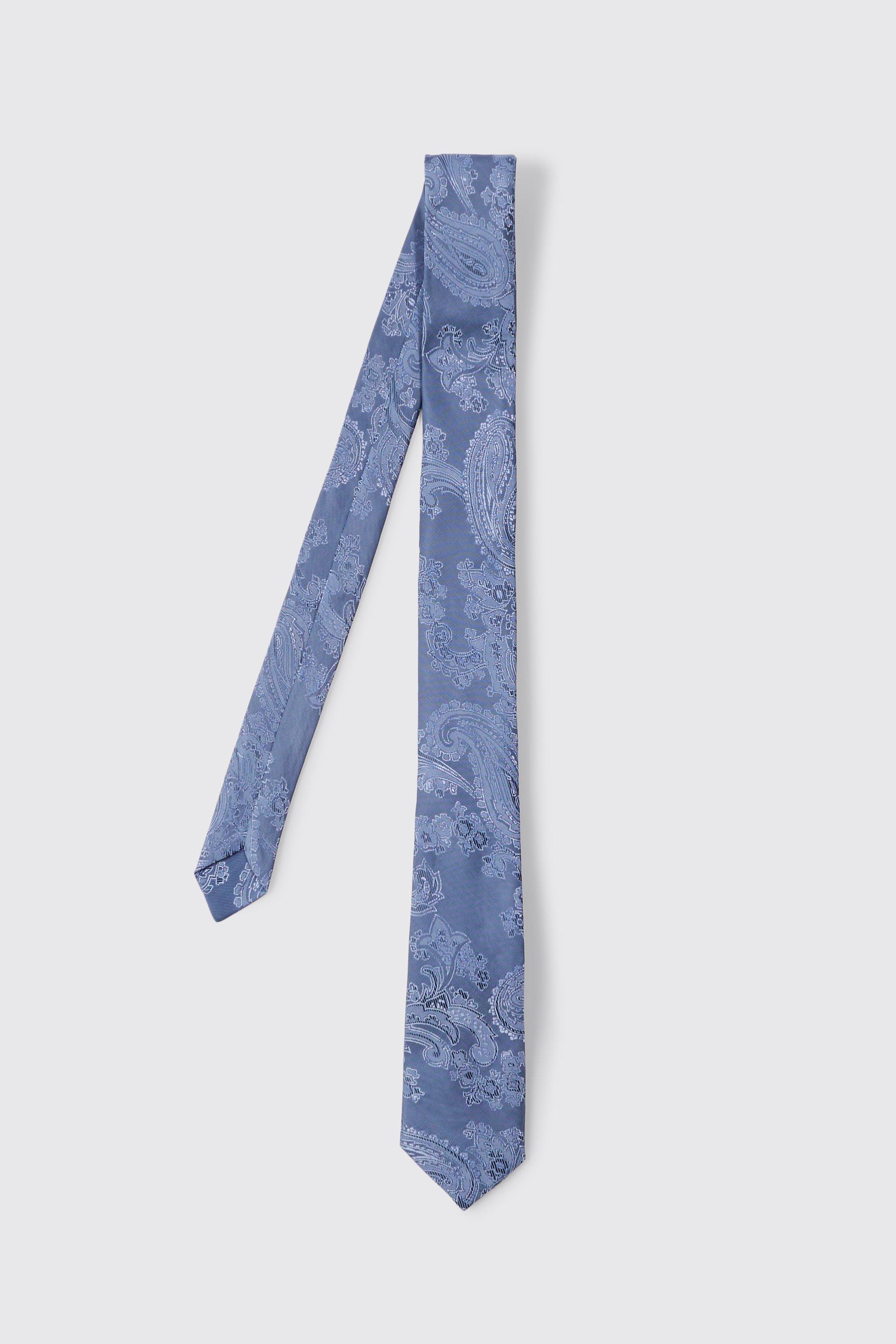 Mens Blue Paisley Slim Tie, Blue Product Image