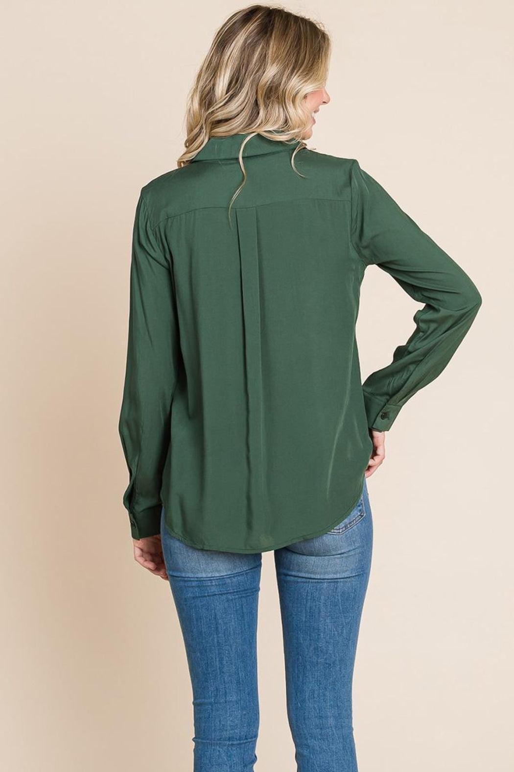 V Neck Front Zip Up Long Sleeve Top Female Product Image