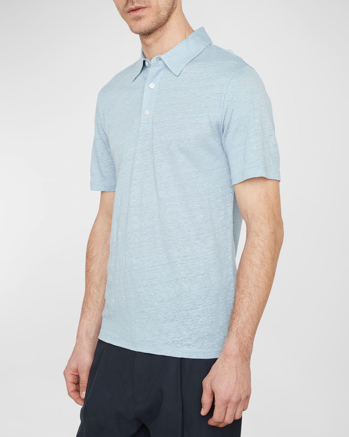 Mens Linen Polo Shirt, Coastal Blue, Size XXL Vince Product Image