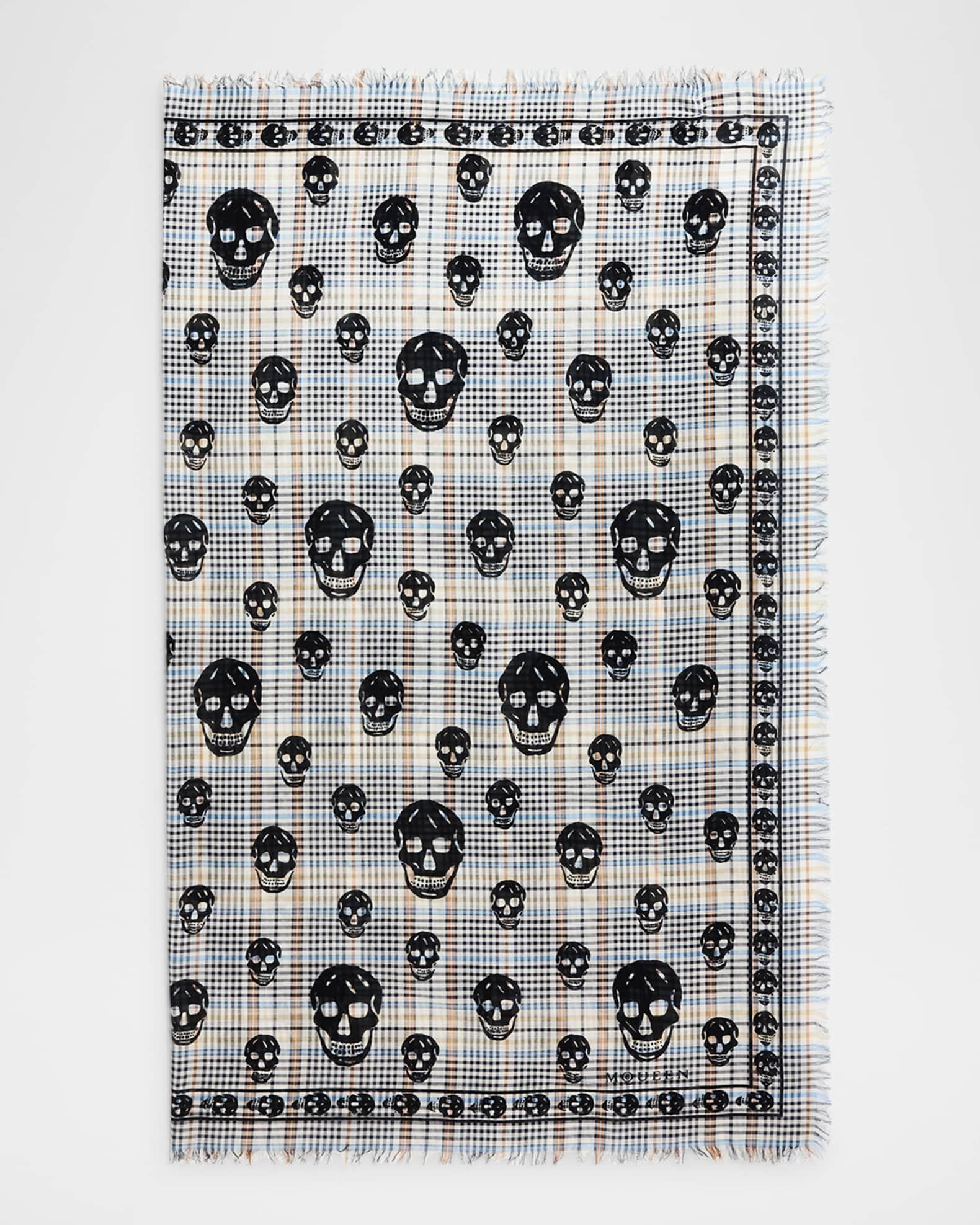 Mens Wool Skull and Summer Check Scarf Product Image