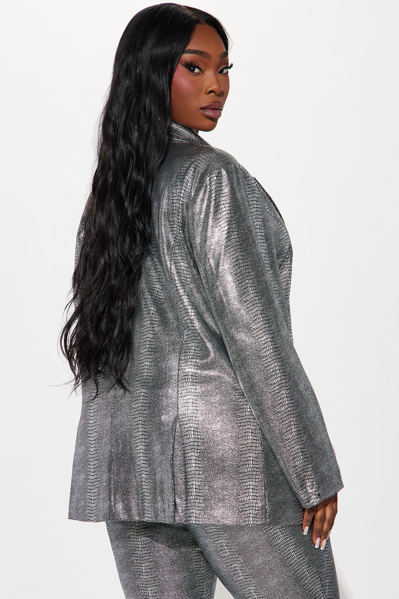 My Best Version Metallic Blazer - Silver Product Image