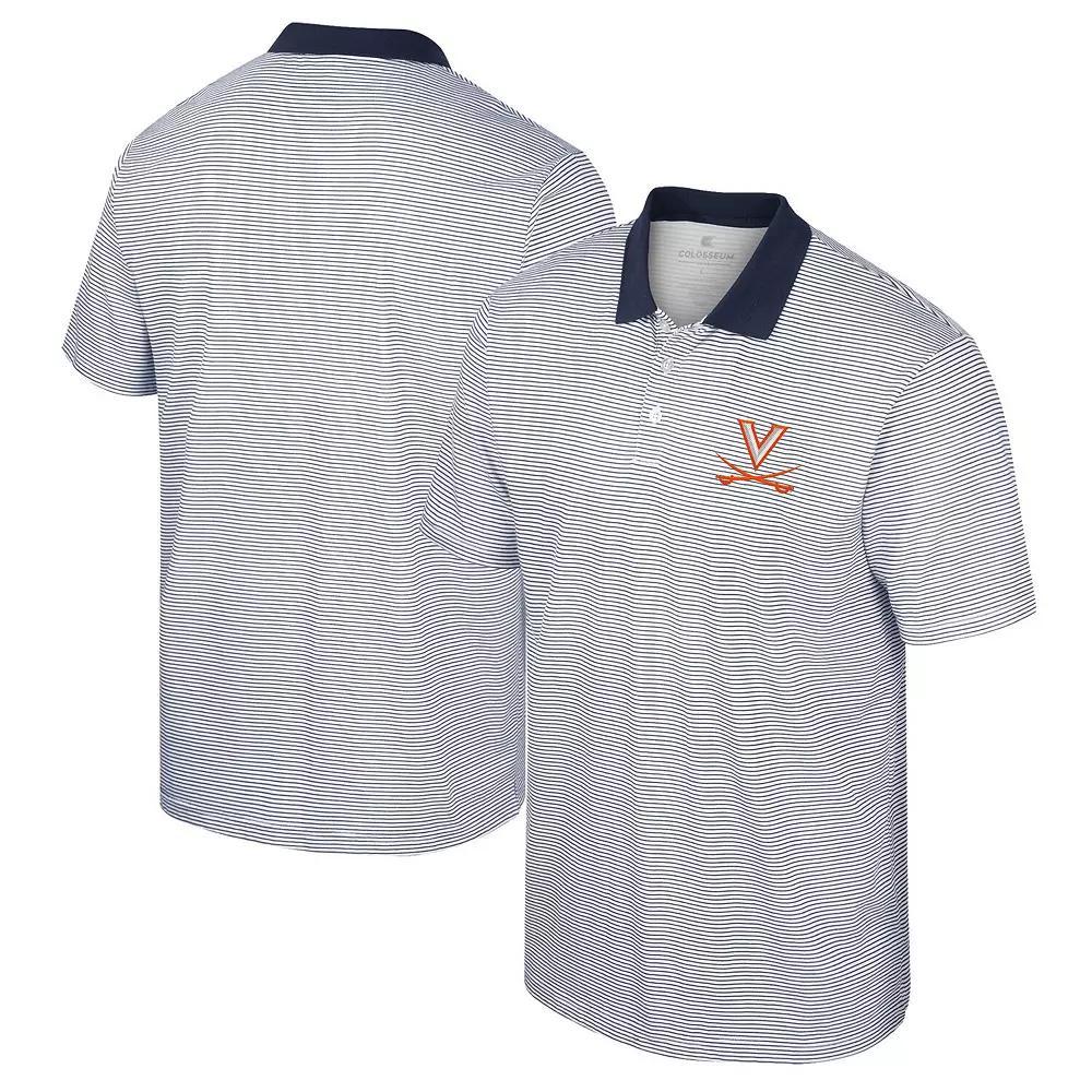 Men's Colosseum White/Navy Virginia Cavaliers Print Stripe Polo,  Product Image
