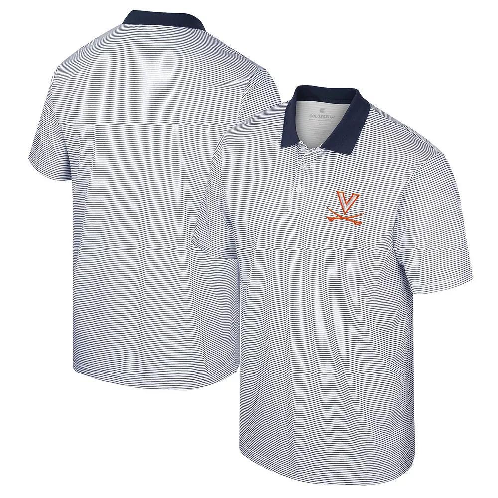 Men's Colosseum White/Navy Virginia Cavaliers Print Stripe Polo,  Product Image