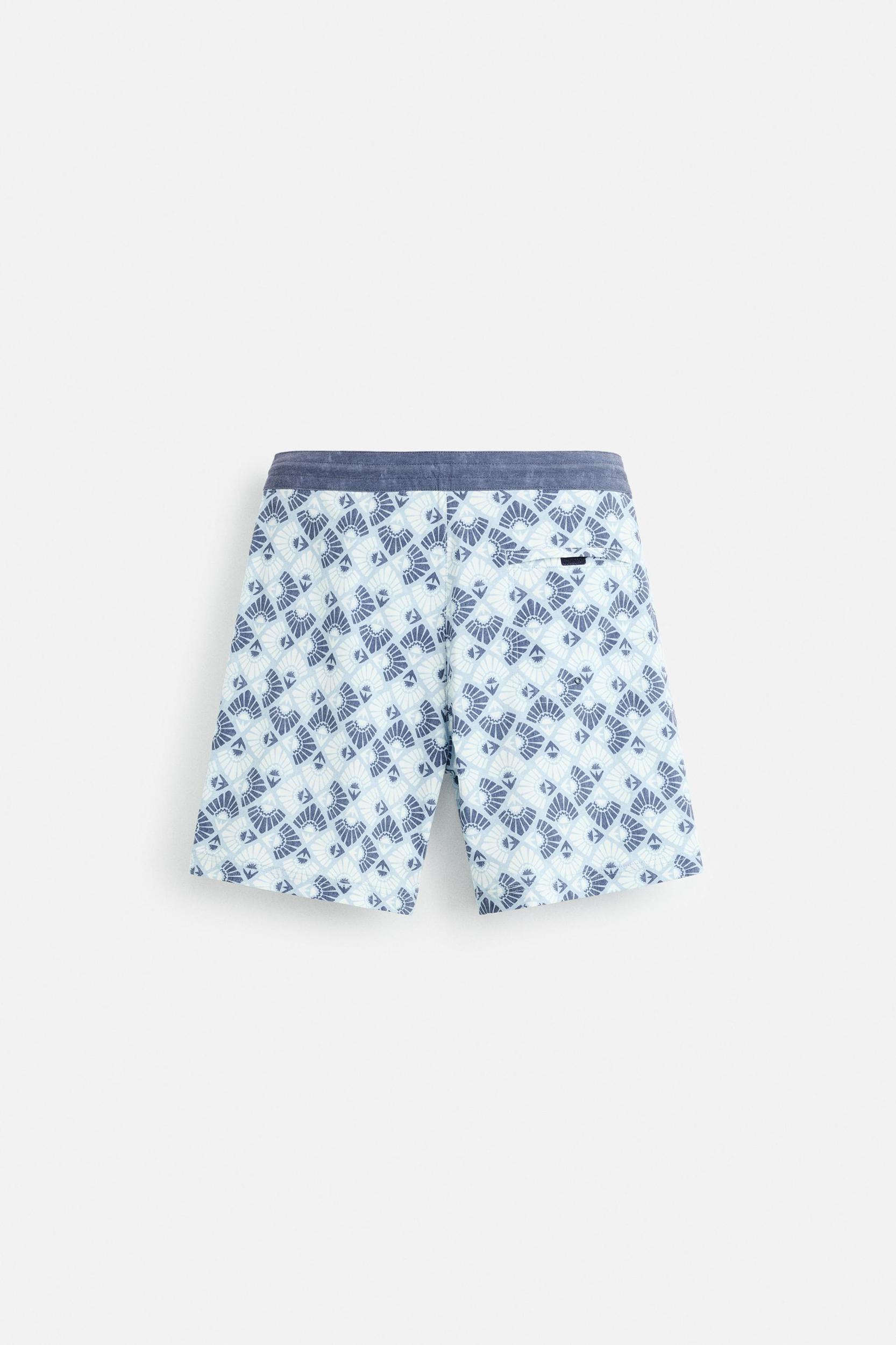 GEOMETRIC PRINT LONGLINE SWIMMING TRUNKS Product Image