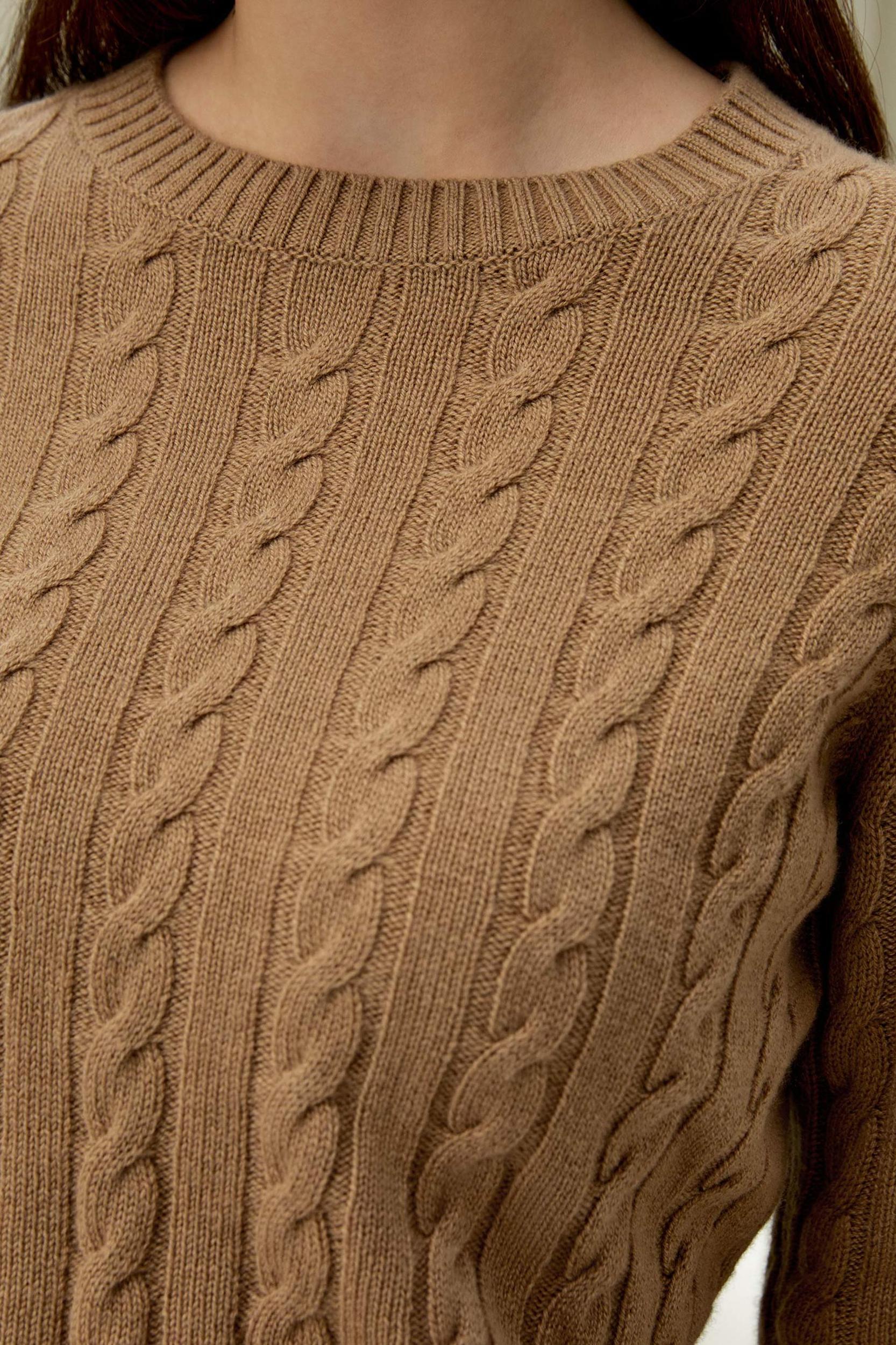 LILYSILK Woolen Pullover - for Women - Camel Cashmere-Wool Blend - Comfortable Ribbed Edges Sweater L Product Image