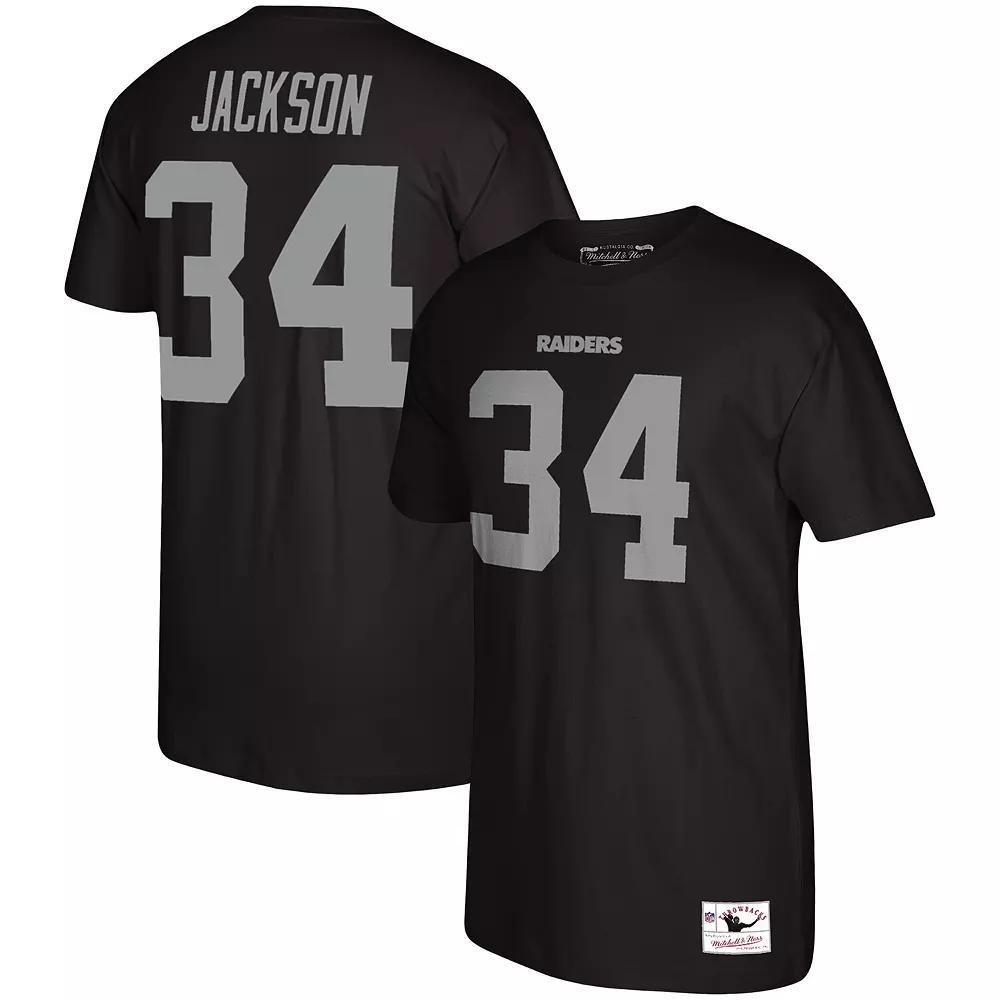 Men's Mitchell & Ness Bo Jackson Black Los Angeles Raiders Retired Player Name & Number T-Shirt, Size: Medium, Nfl Black Product Image