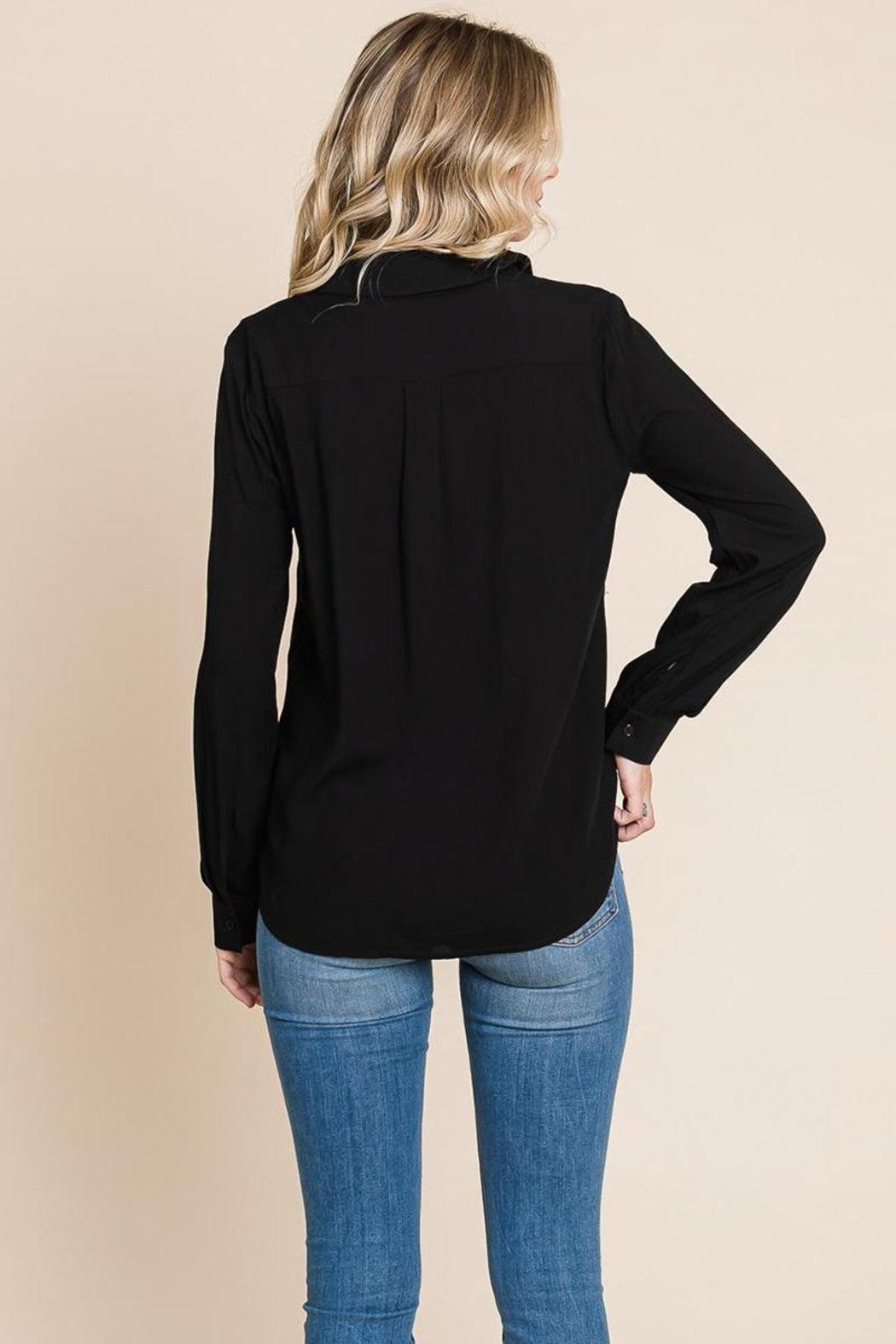 V Neck Front Zip Up Long Sleeve Top Female Product Image