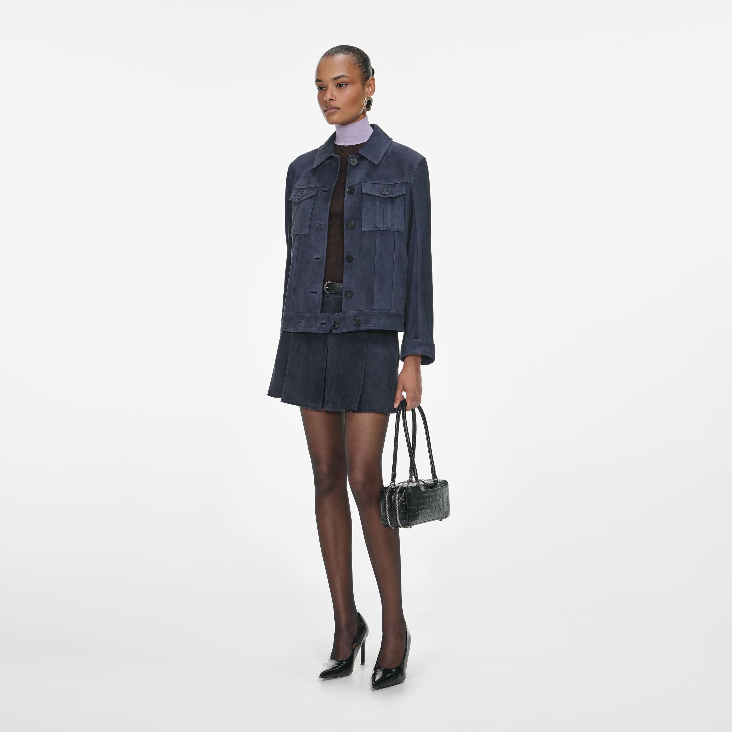 Navy Suede Jacket Product Image