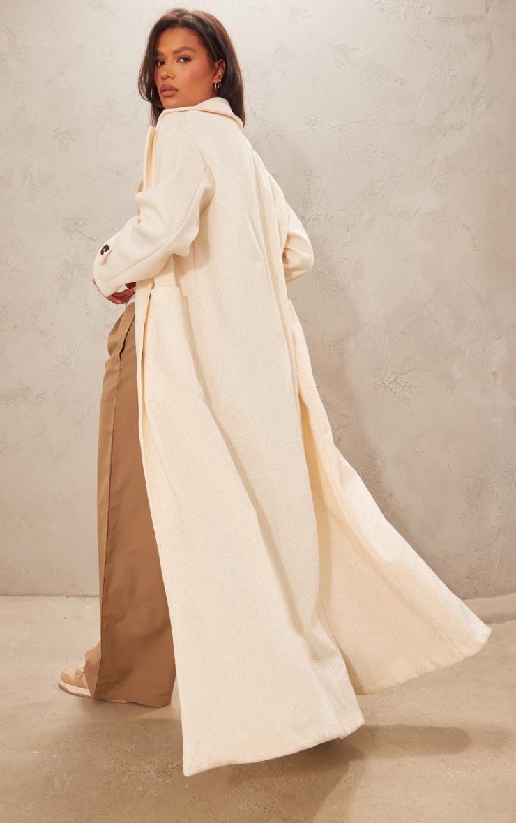 Cream Wool Look Structured Pocket Detail Coat Product Image