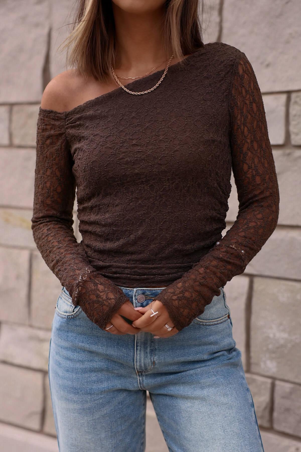 Espresso Elegance Off The Shoulder Top - FINAL SALE Product Image