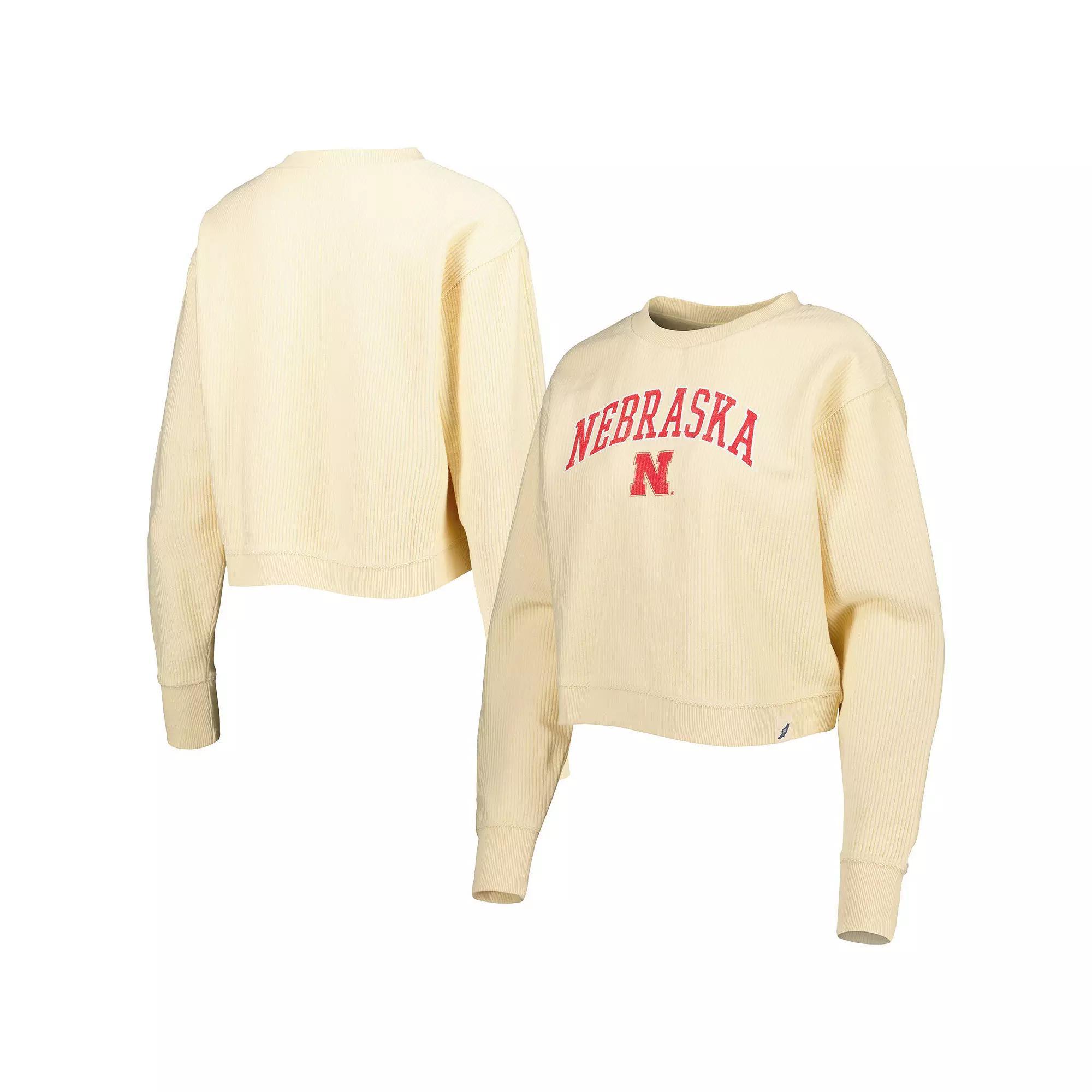 Women's League Collegiate Wear Cream Nebraska Huskers Classic Campus Corded Timber Sweatshirt, Size: Large, Beige Product Image