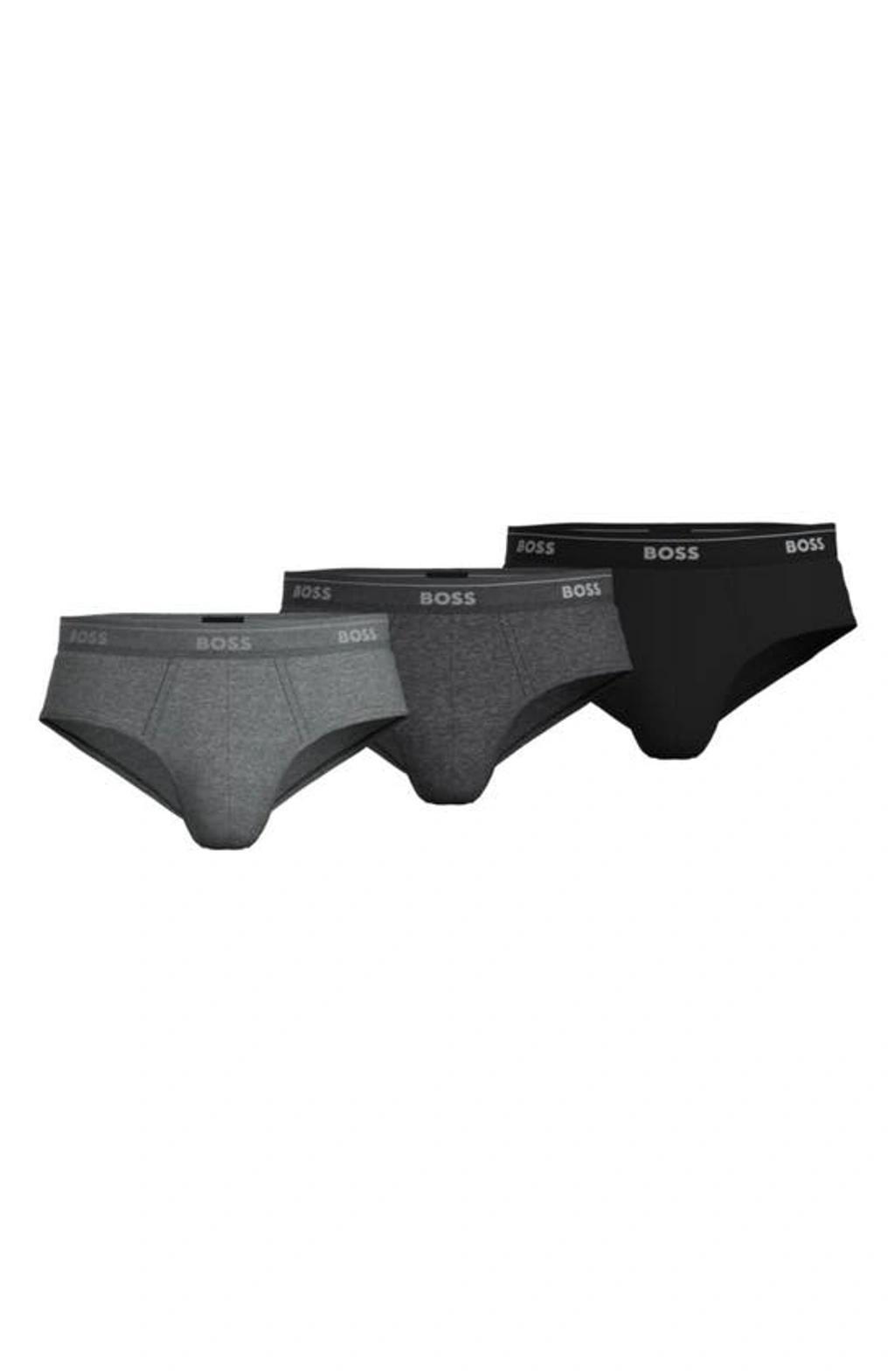 HUGO BOSS 3-pack Assorted Classic Cotton Briefs In Gray Product Image