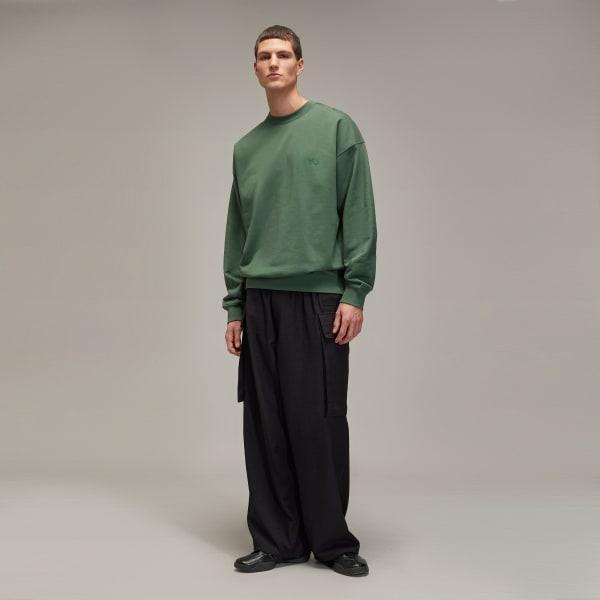 adidas Y-3 French Terry Crew Sweater Green Oxide XS Mens Product Image