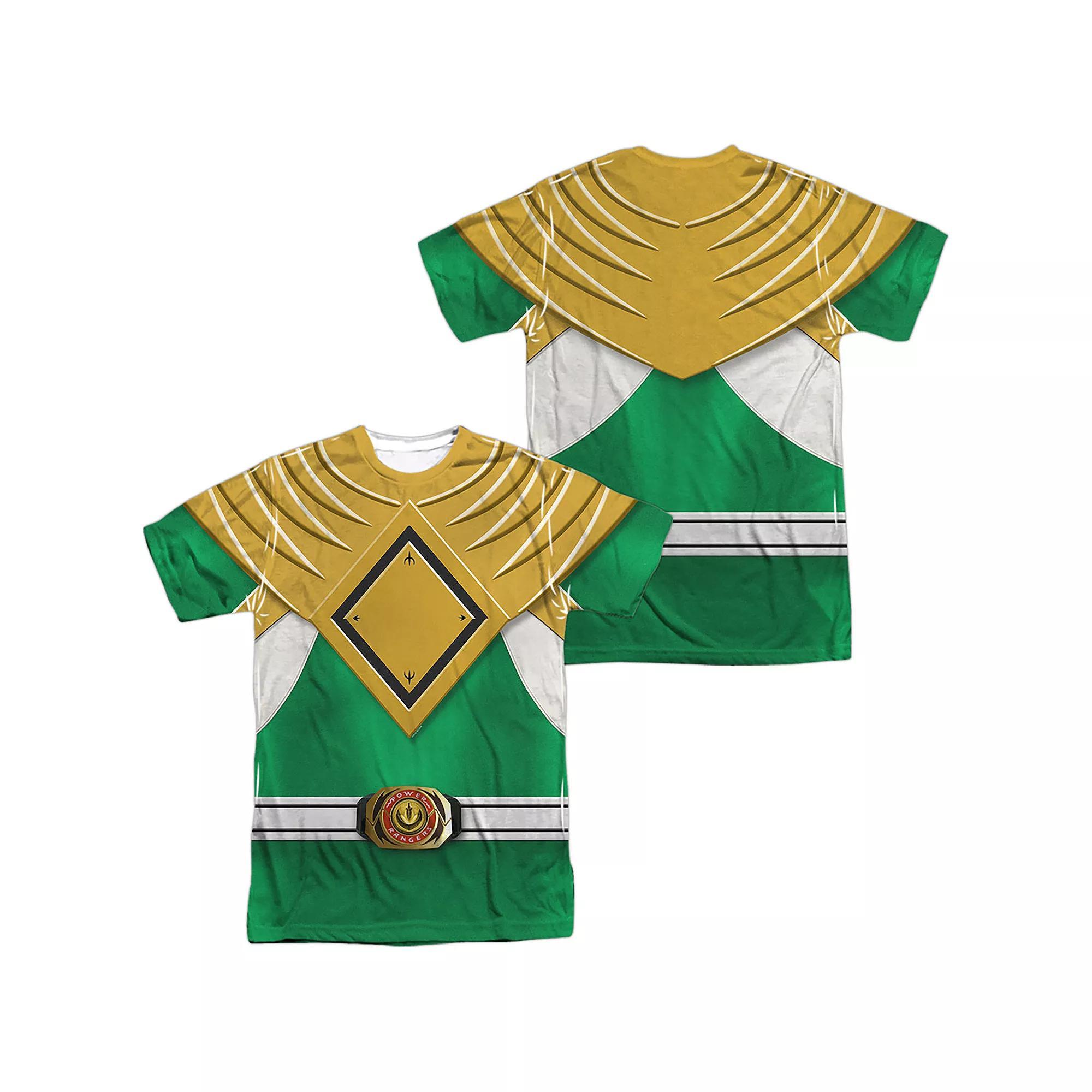 Men's Power Rangers Green Ranger Costume Sublimated Graphic Tee, Size: XL, Black Product Image