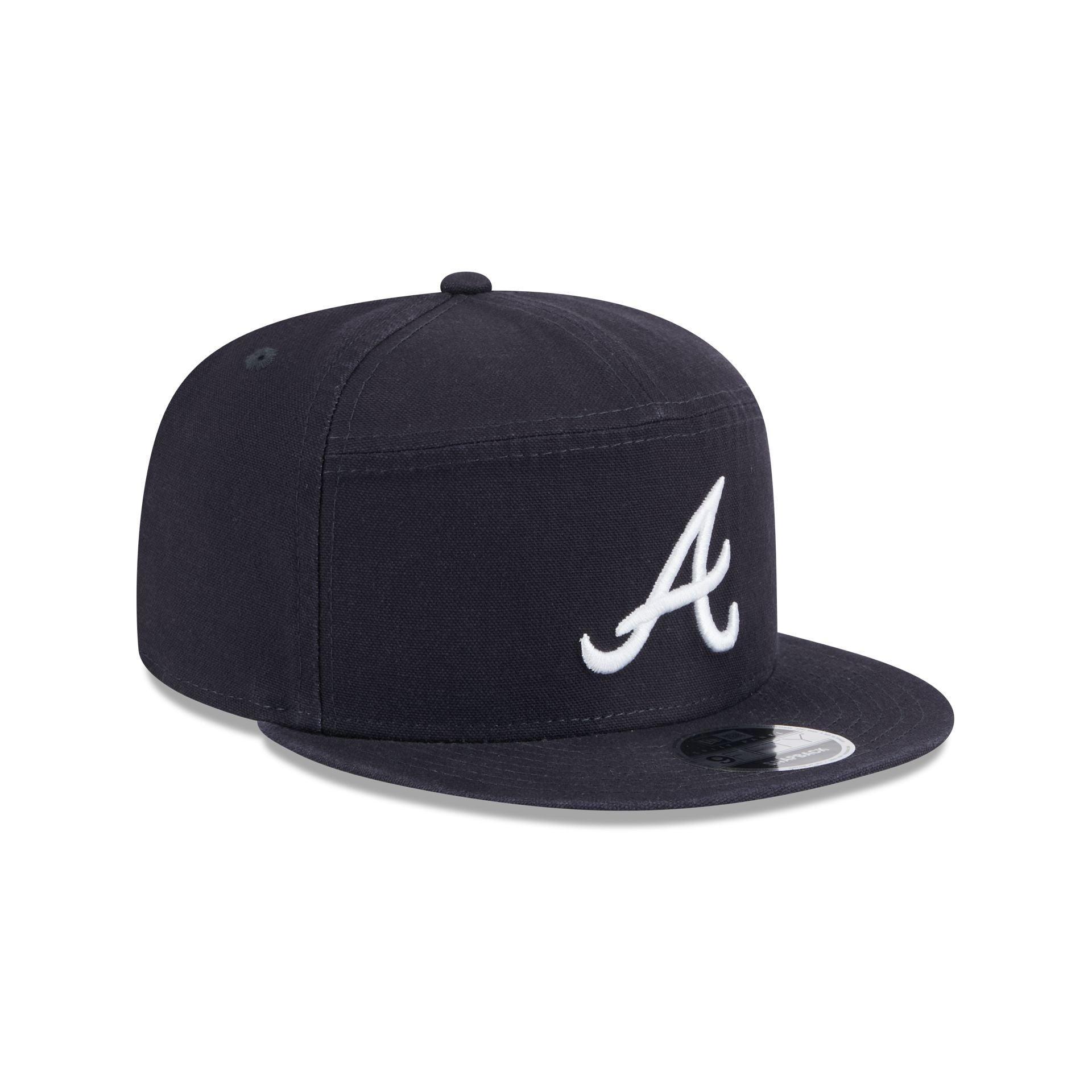 Atlanta Braves Cotton Canvas Split Panel 9FIFTY Trucker Hat Male Product Image