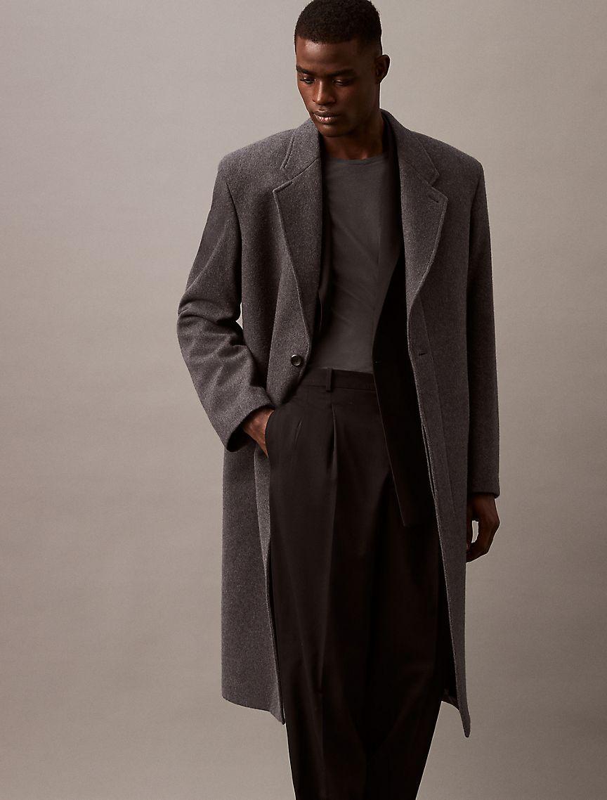 Brushed Wool Blend Top Coat Product Image