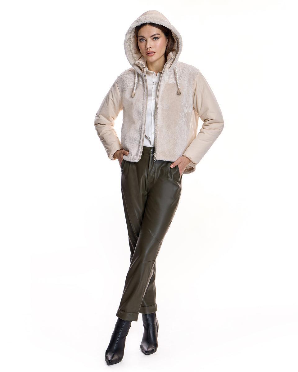 QUILTED LAMB JACKET WITH HOOD Product Image