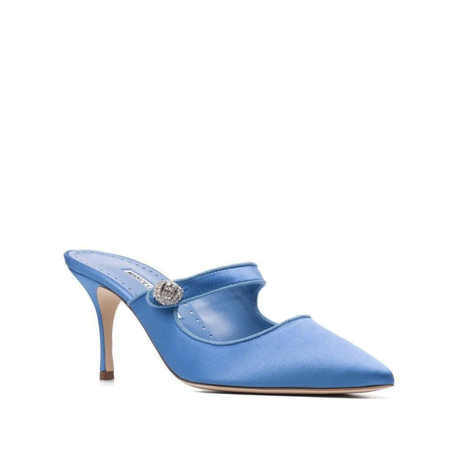 MANOLO BLAHNIK Camparimu Jewel 070 Mules In Blue Product Image