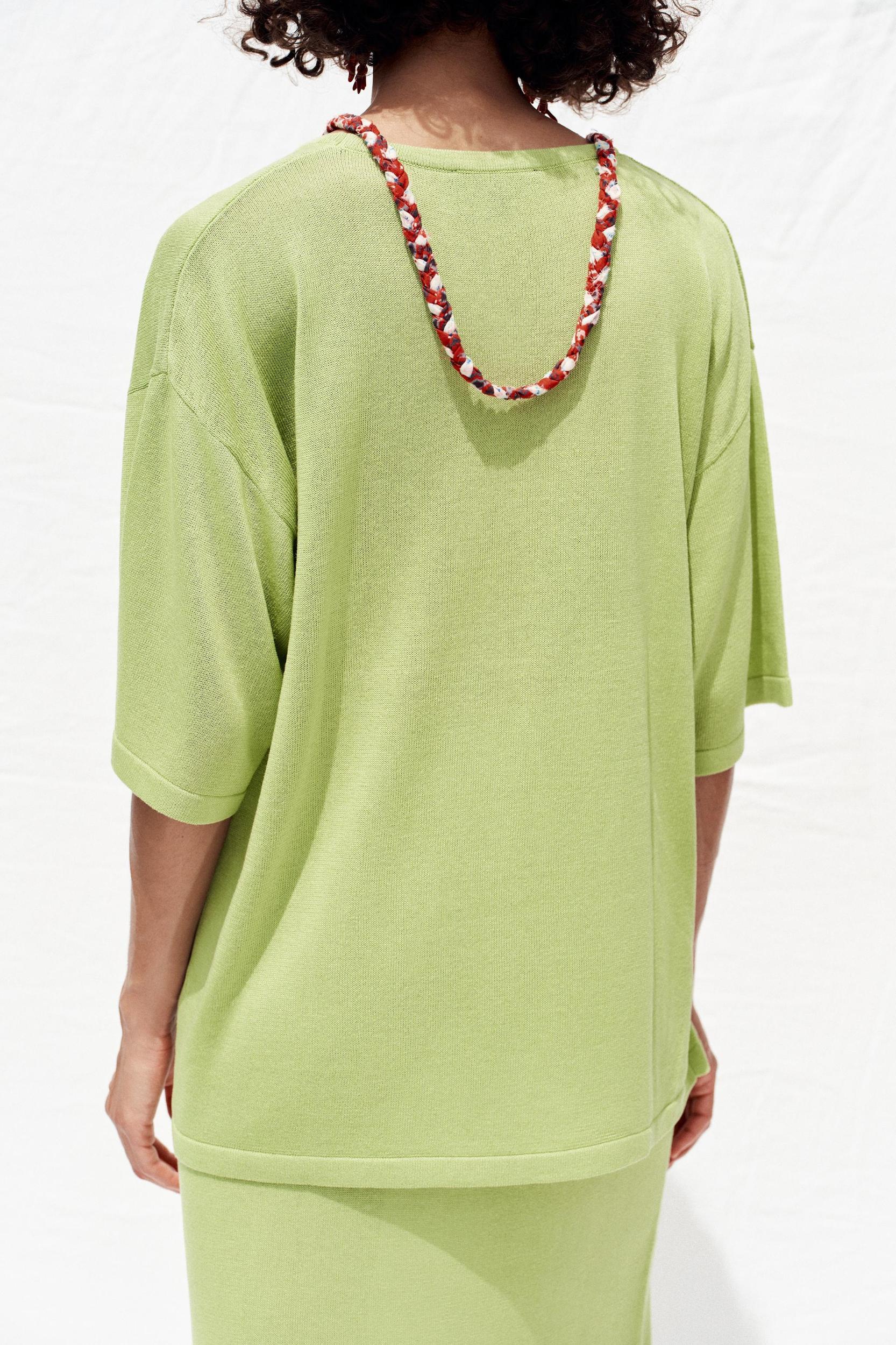 OVERSIZED SHORT SLEEVE KNIT TOP Product Image