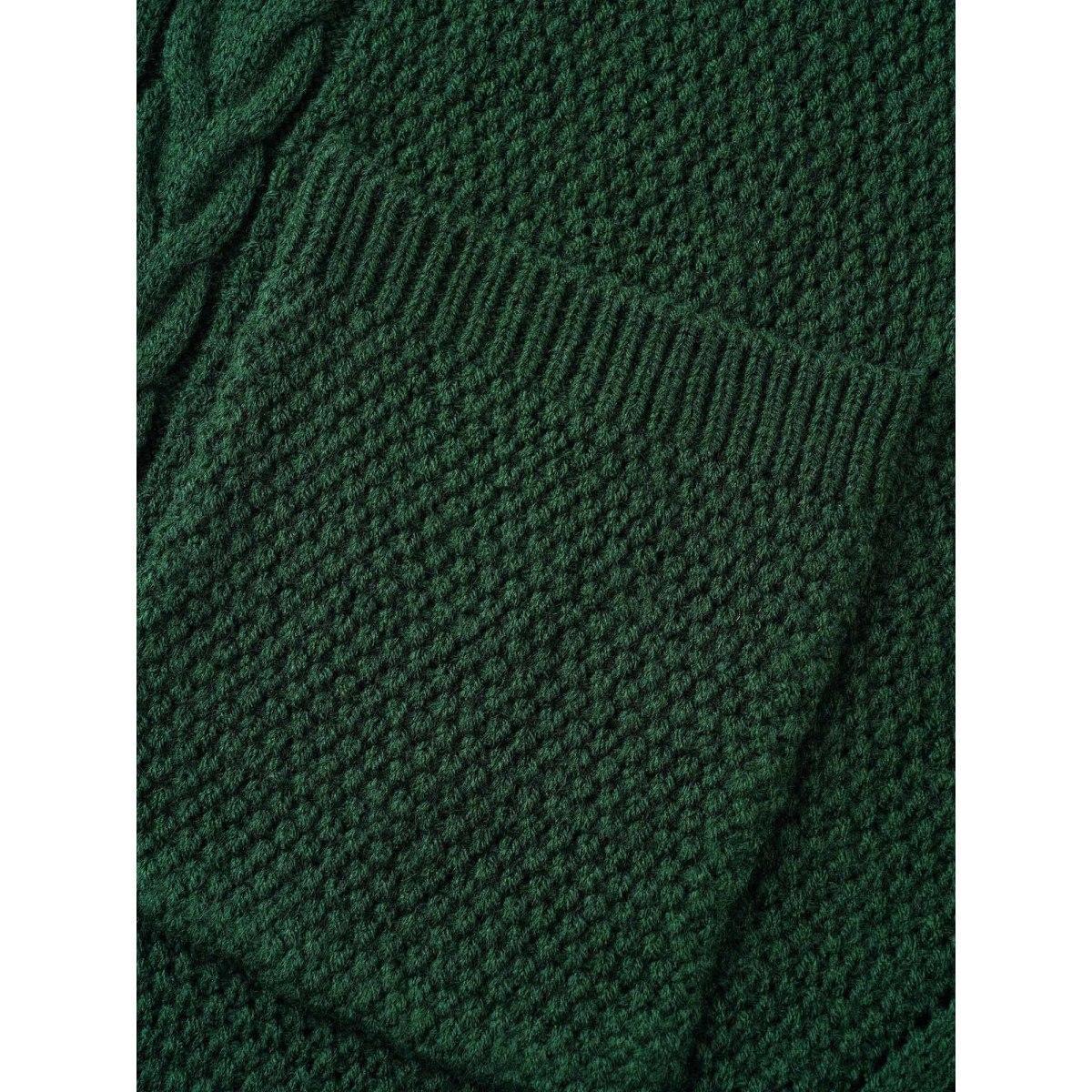 Plus Size Texture Cable Knit Patch Pocket Cardigan DarkGreen Women Casual Loose Long Sleeve Everyday Cardigans BloomChic 22-24/3X Product Image