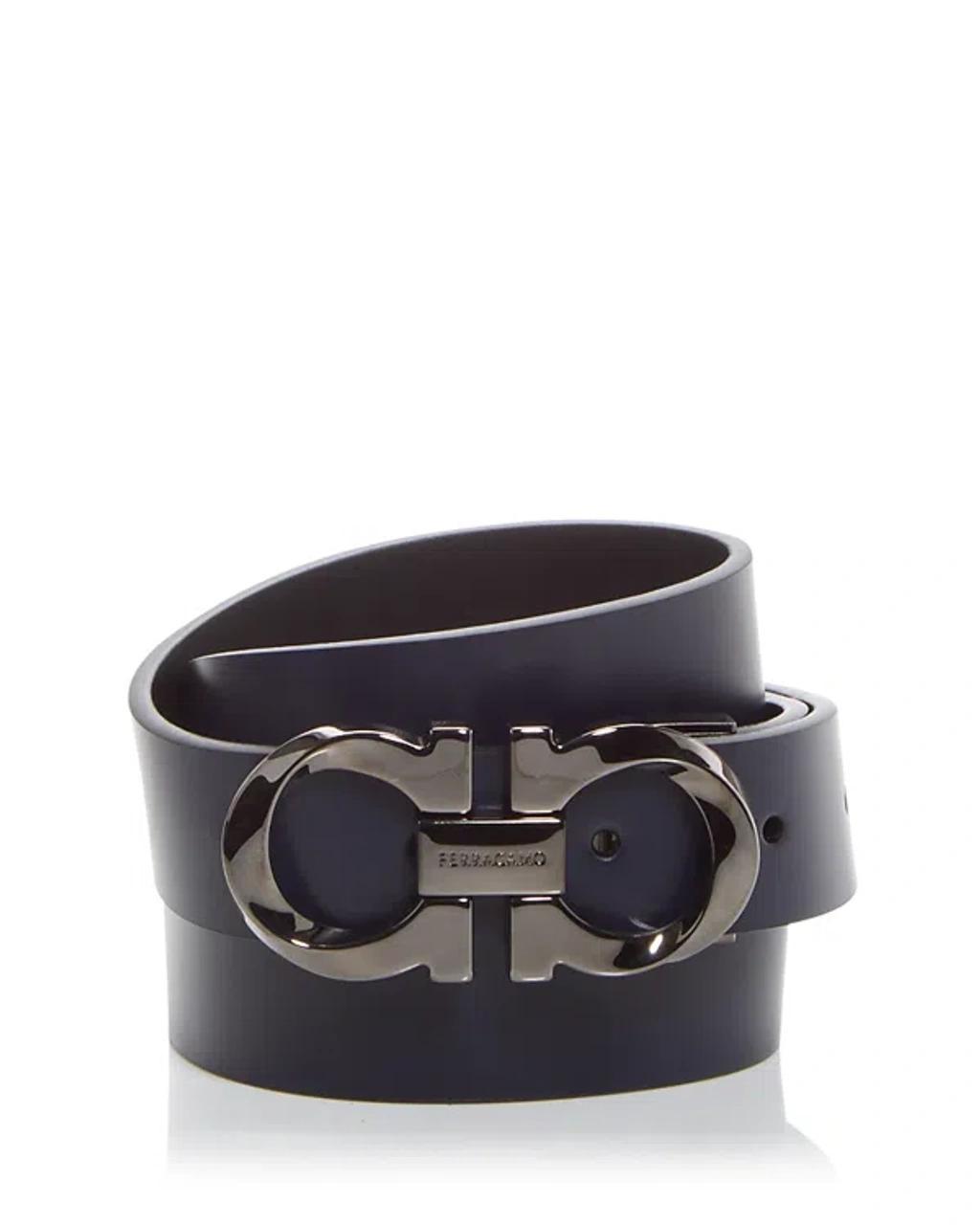 FERRAGAMO Men's Gancini Reversible Leather Belt In Nero Product Image