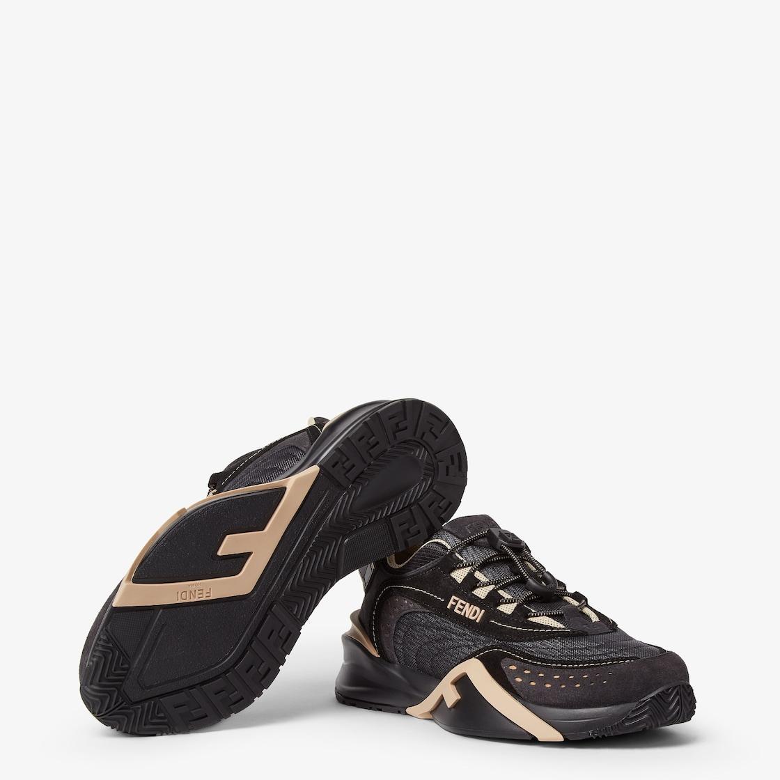 Fendi FlowBlack mesh and suede low tops Product Image