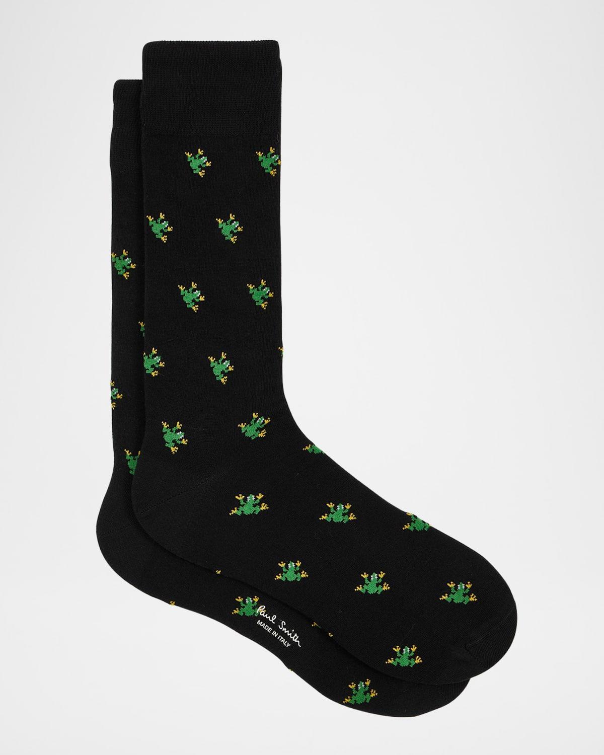 Mens Animal-Print Cotton-Stretch Crew Socks Product Image