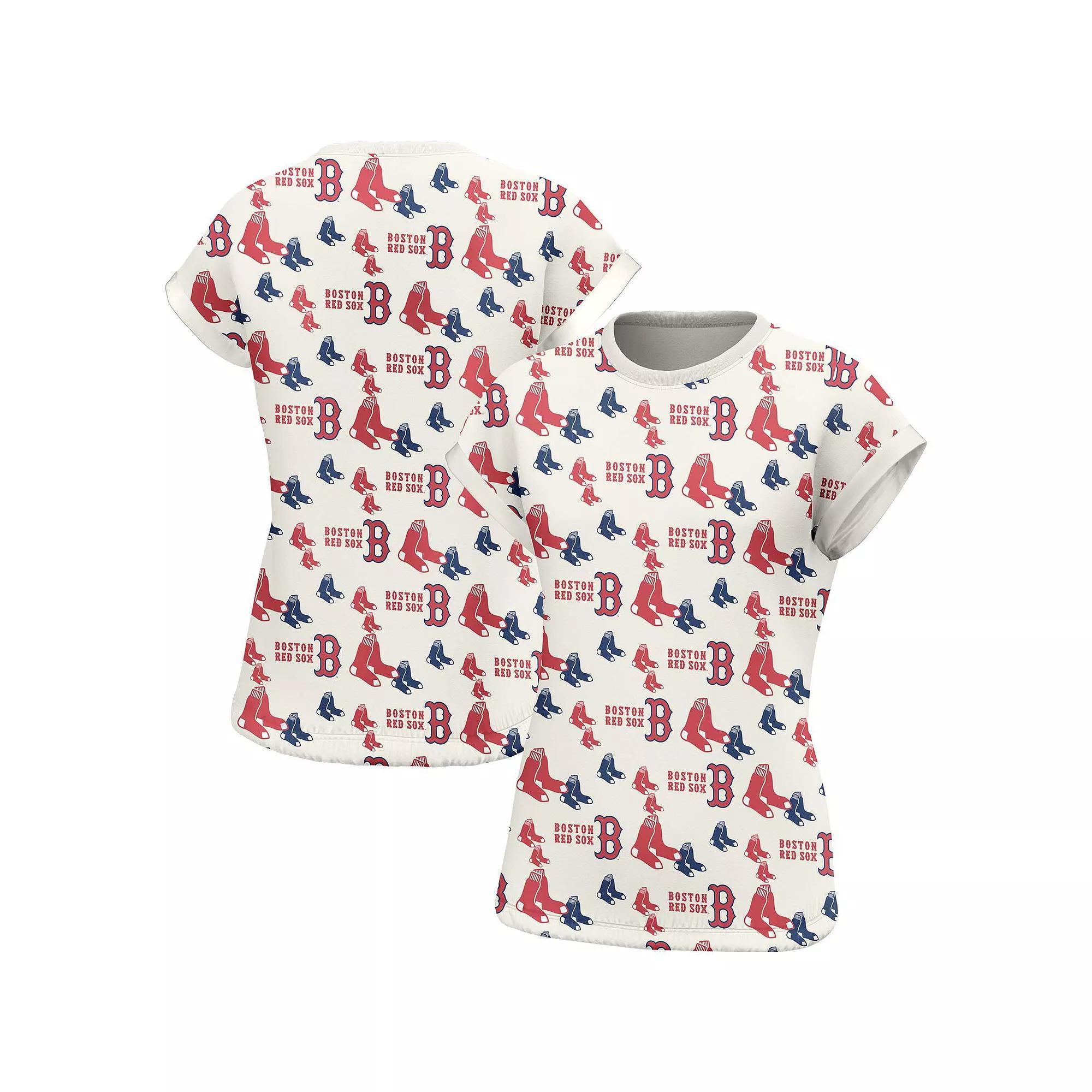 Women's Lusso White Boston Red Sox Madge Dolman Tri-Blend T-Shirt,  Product Image