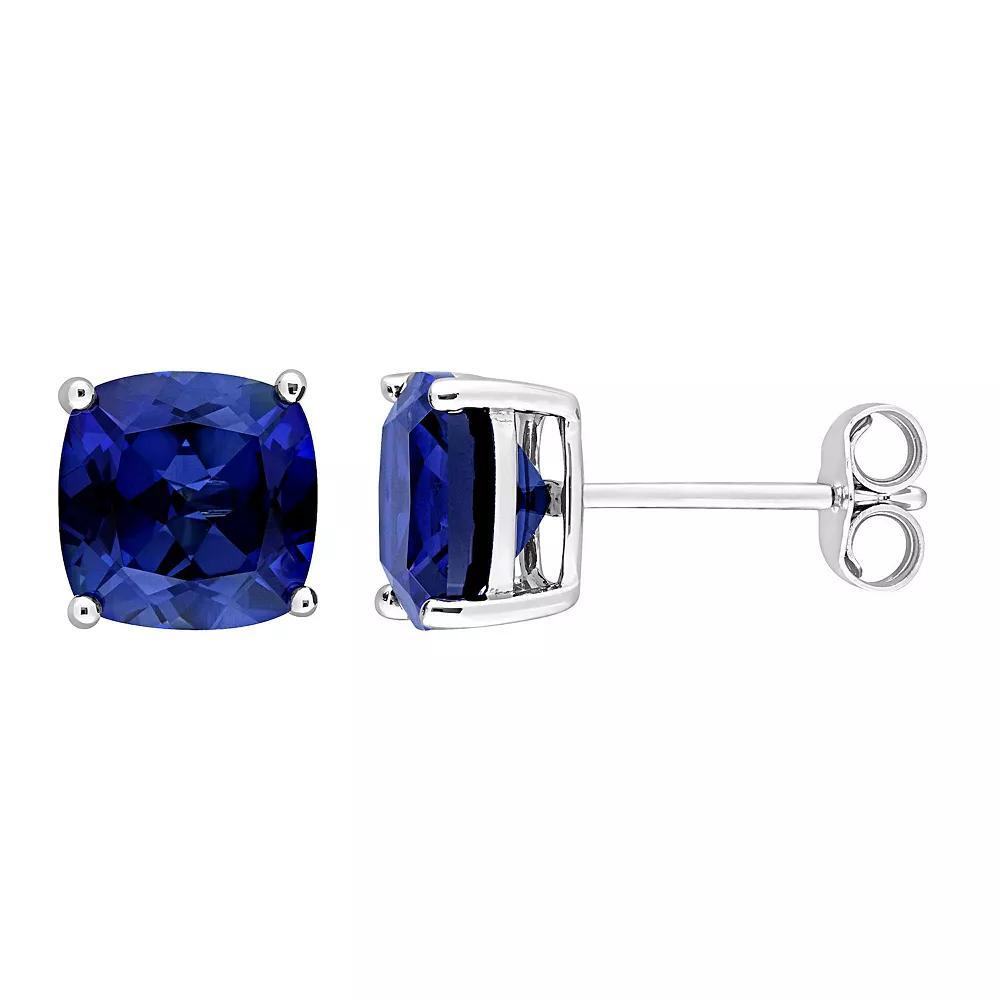 Stella Grace Sterling Silver Cushion Lab-Created Blue Sapphire Stud Earrings, Women's Product Image