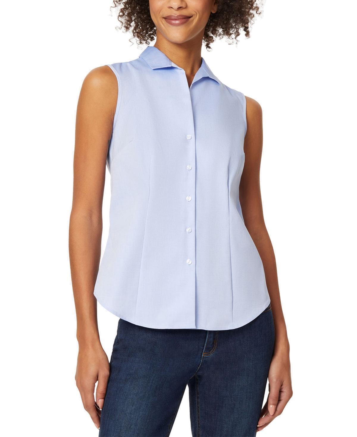 Jones New York Sleeveless Button Front Collared Blouse Product Image