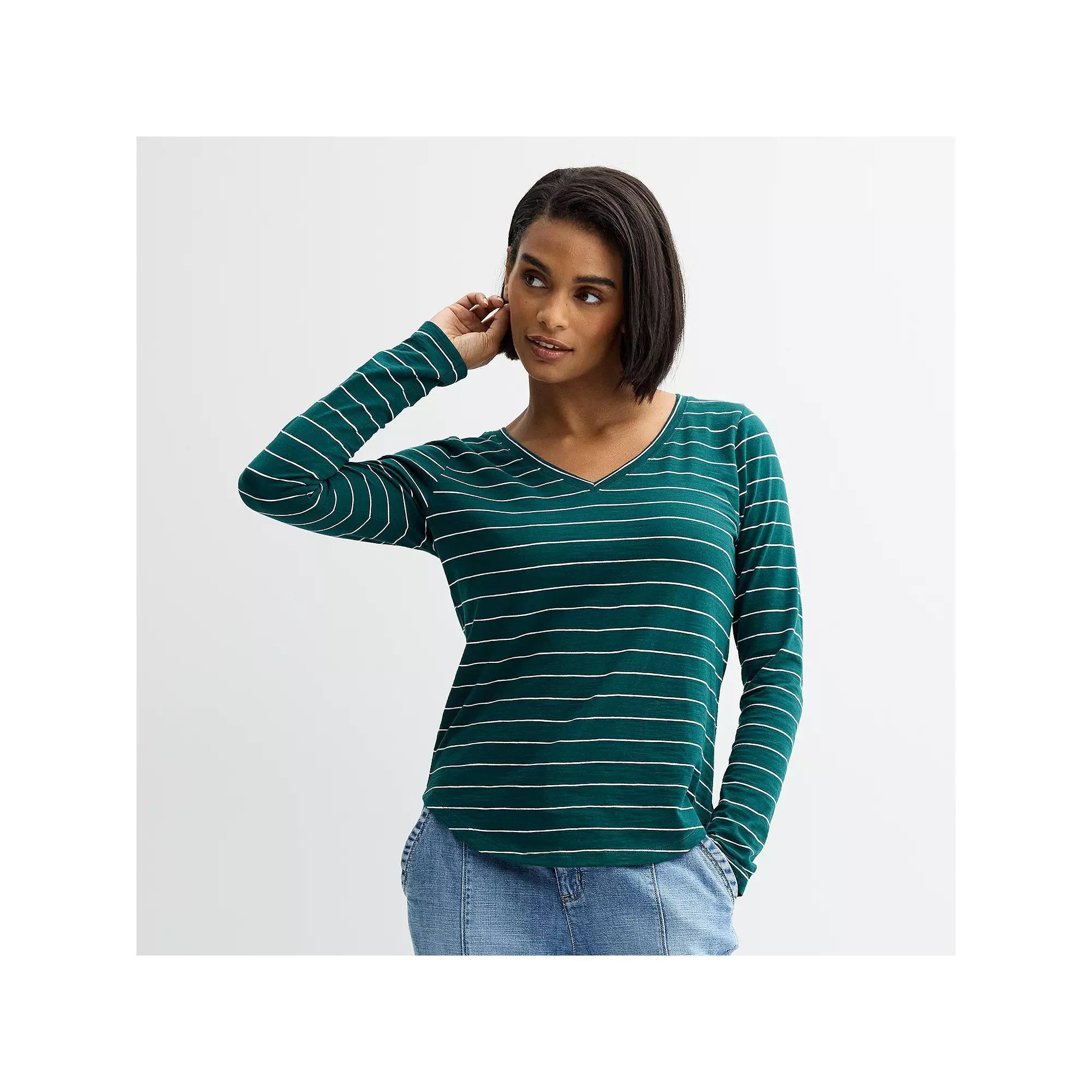 Petite Sonoma Goods For Life® Everyday Long Sleeve V-Neck T-Shirt, Women's,  Product Image