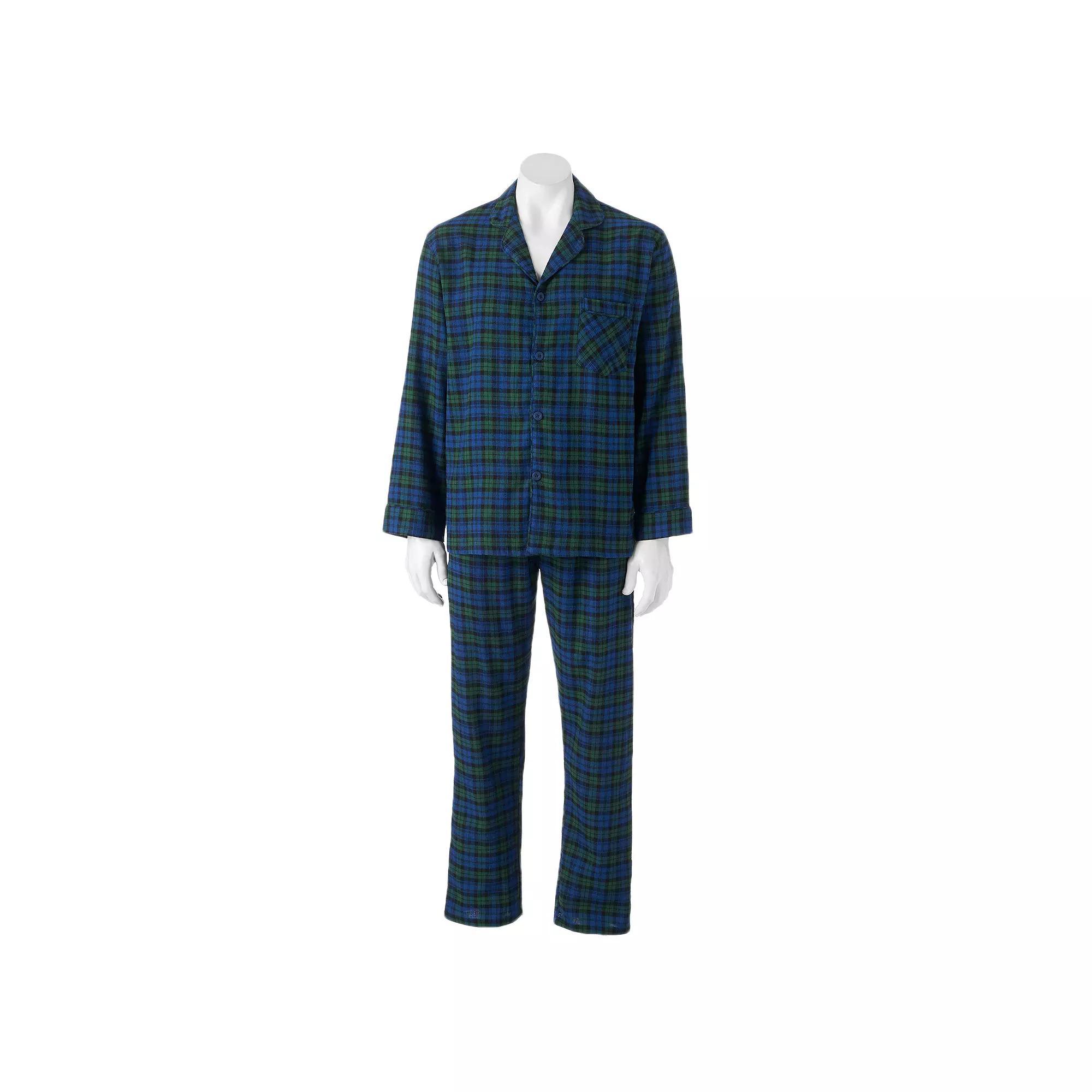 Big & Tall Hanes® Plaid Flannel Pajama Set, Men's, Size: 3XL, Blackwatch Plaid Product Image