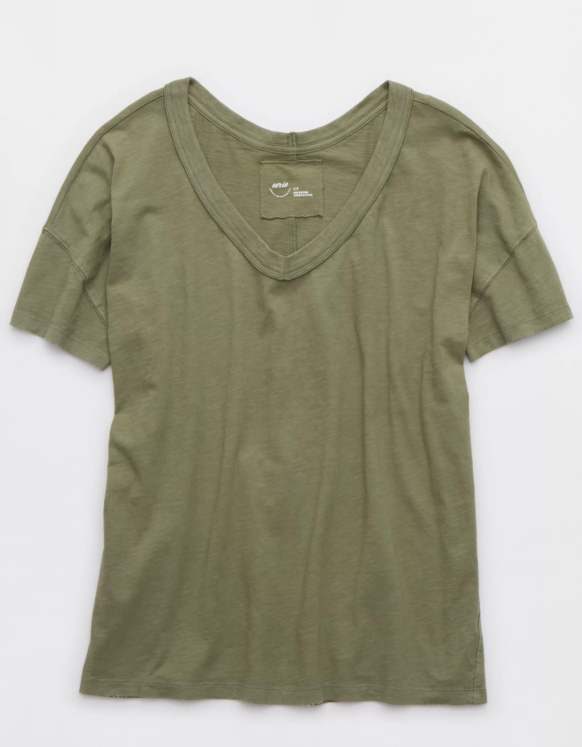 Aerie Oversized V-Neck Boyfriend T-Shirt Product Image