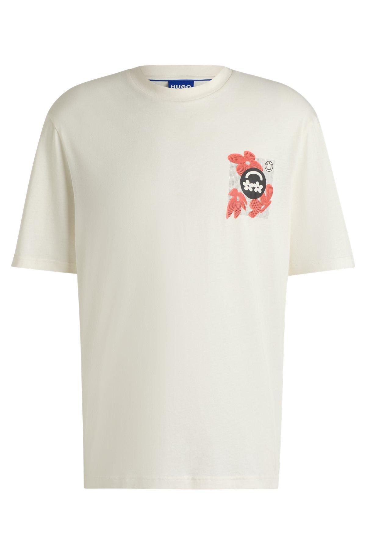 Cotton-jersey T-shirt with logo prints Product Image