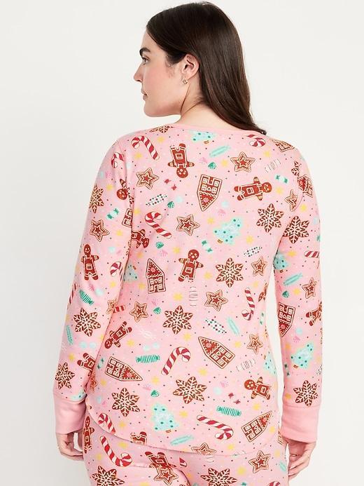 Printed Waffle Pajama Top for Women Product Image