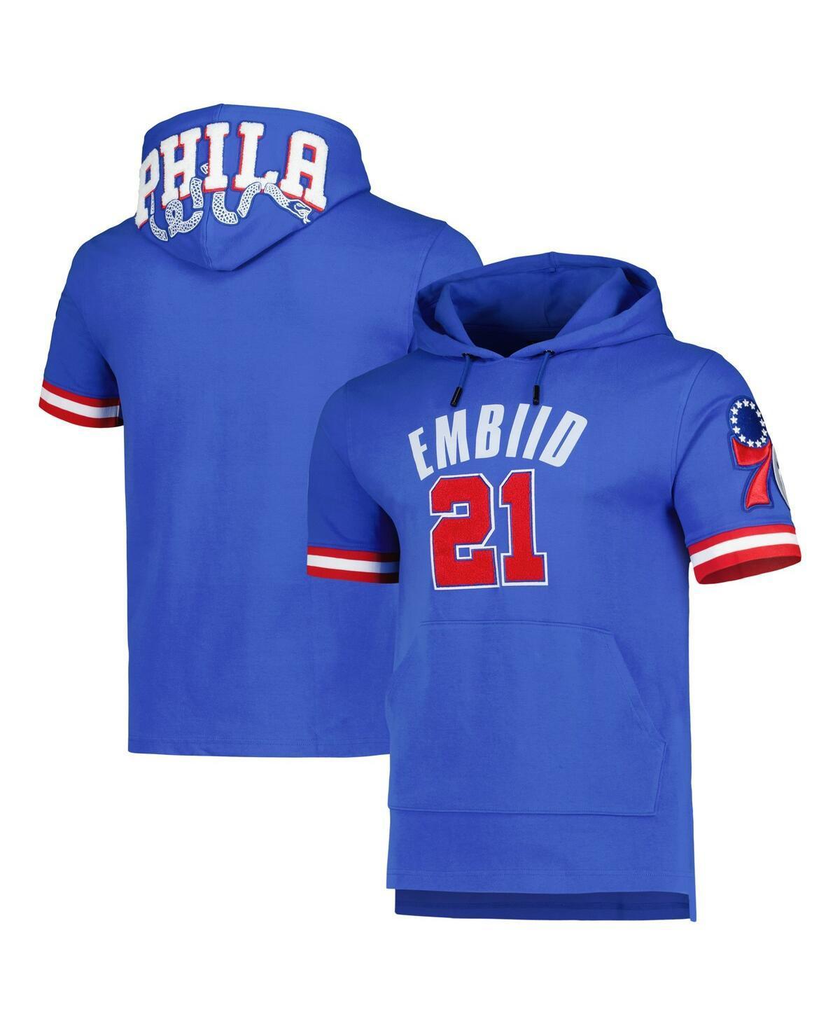 Mens Pro Standard Joel Embiid Royal Philadelphia 76ers Name and Number Short Sleeve Pullover Hoodie Product Image