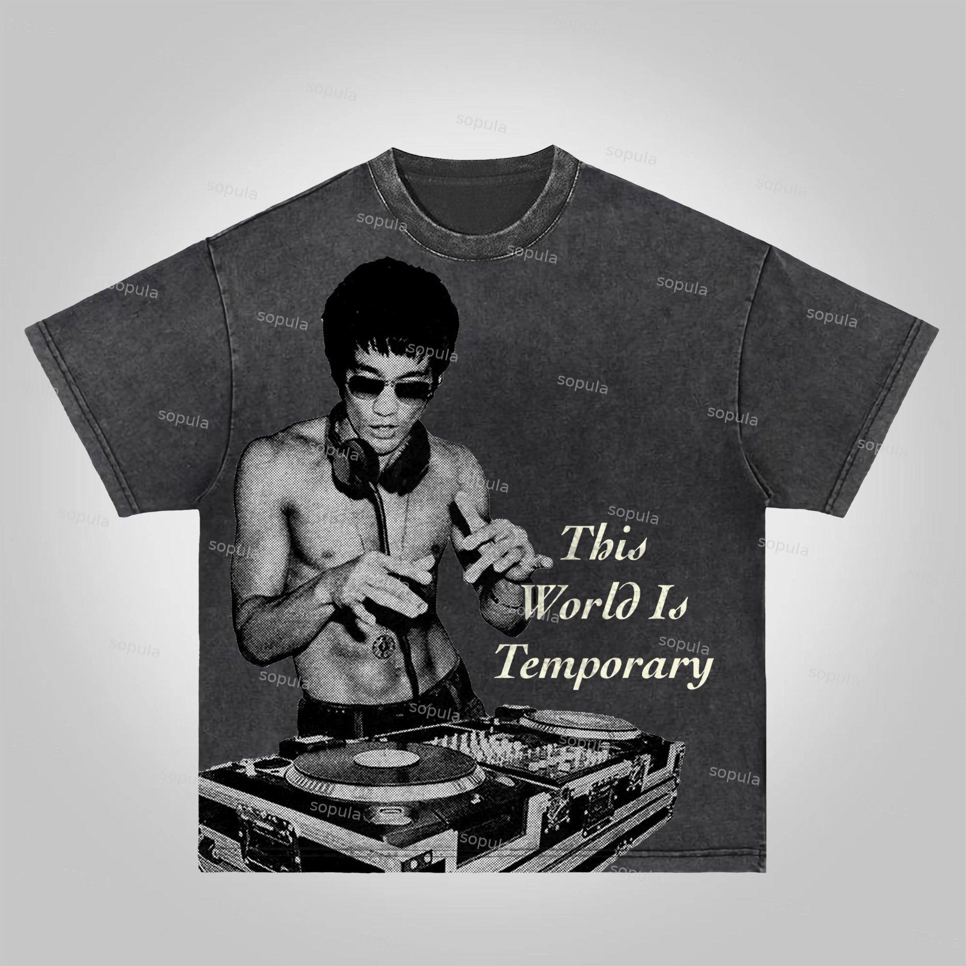 Sopula This World Is Temporary Celebrity Graphic Acid Wash T-shirt Product Image