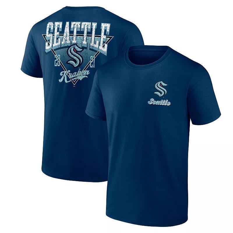 Men's Logo Athletic Deep Sea Blue Seattle Kraken Never Over T-Shirt, Size: XL, Krk Blue Product Image