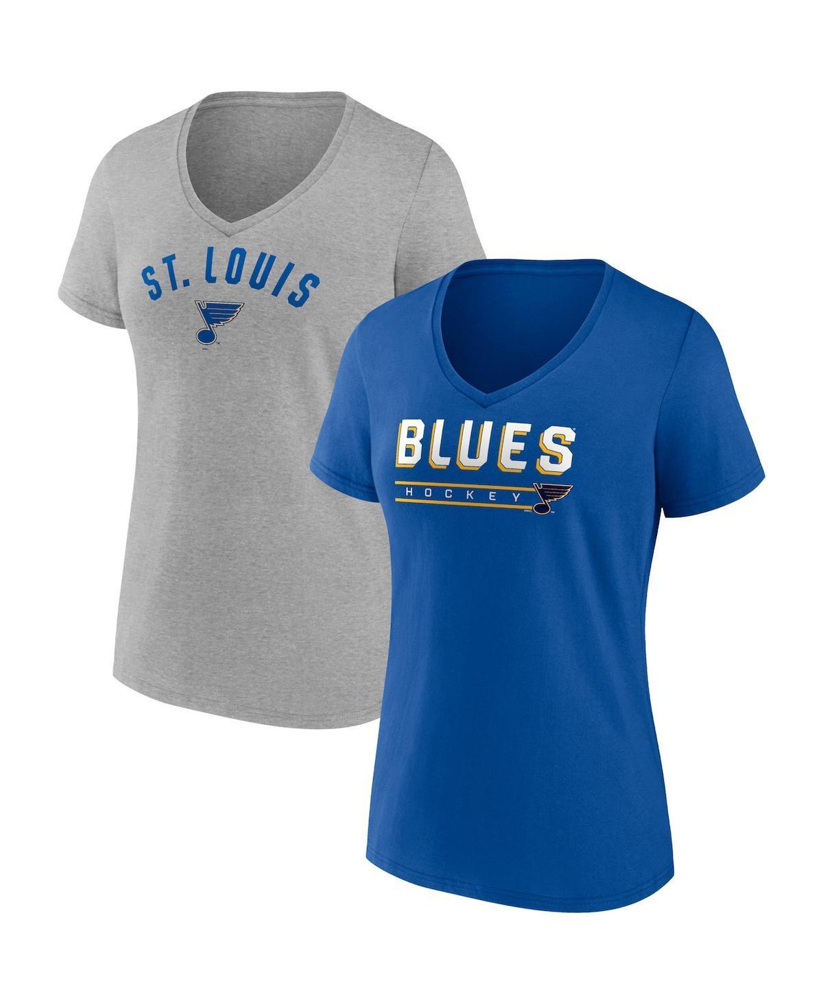 Women's Fanatics Branded Royal/Heathered Gray New York Islanders 2-Pack V-Neck T-Shirt Set, Size: Large, Isl Blue Product Image