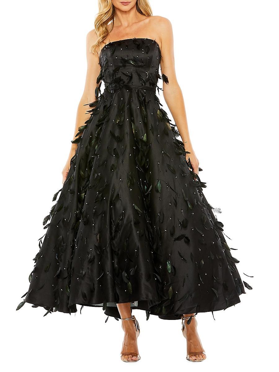 Mac Duggal Strapless Feather Embellished Ball Gown Product Image