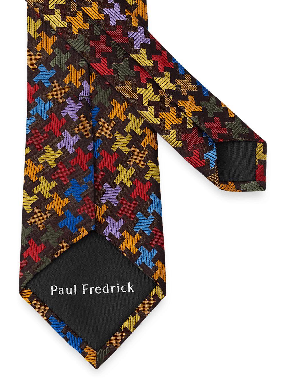 Geometric Woven Silk Tie - Multi Product Image