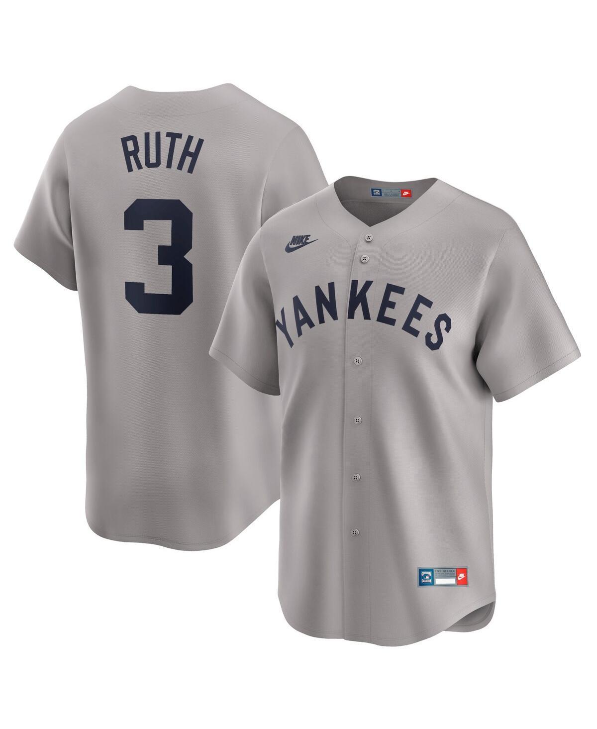 Mens Nike Babe Ruth Gray New York Yankees Throwback Cooperstown Collection Limited Jersey Product Image