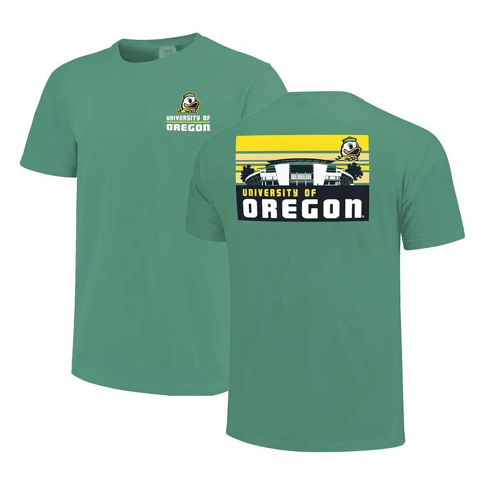 Men's Green Oregon Ducks Striped Campus Skyline T-Shirt, Size: Large Product Image