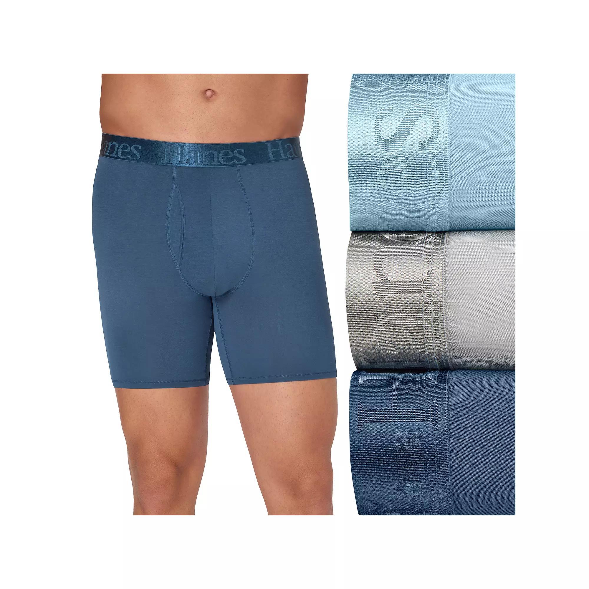 Men's Hanes® Originals 3-Pack Ultimate SuperSoft Boxer Briefs with Total Support Pouch,  Product Image