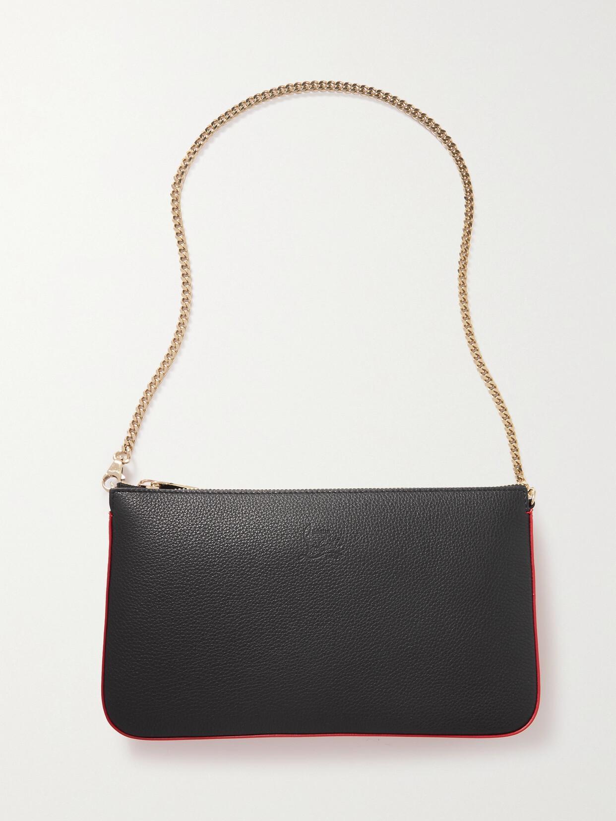 CHRISTIAN LOUBOUTIN Loubila Rubber-trimmed Textured-leather Shoulder Bag In Black Product Image